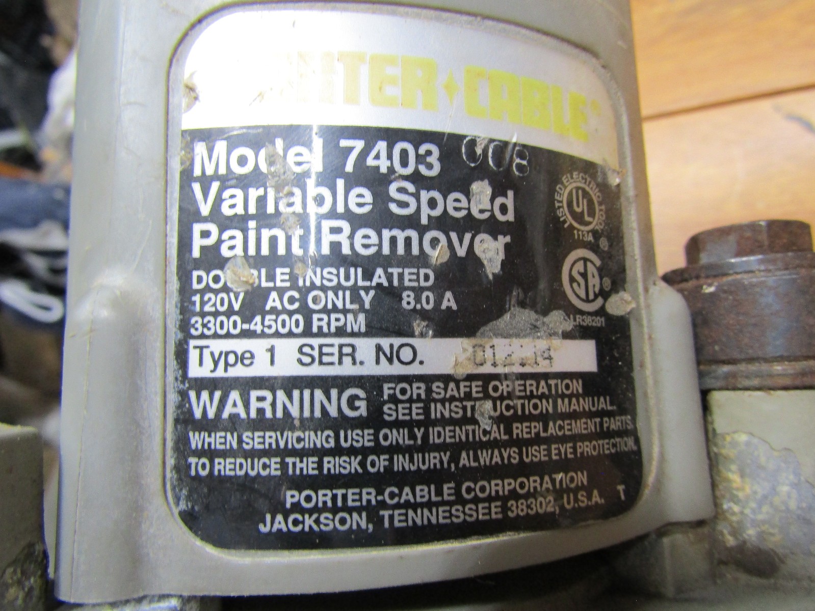 PORTER CABLE TOOLS 7403 PAINT REMOVER w/ VARIABLE SPEED 3300 - 4500 RPM