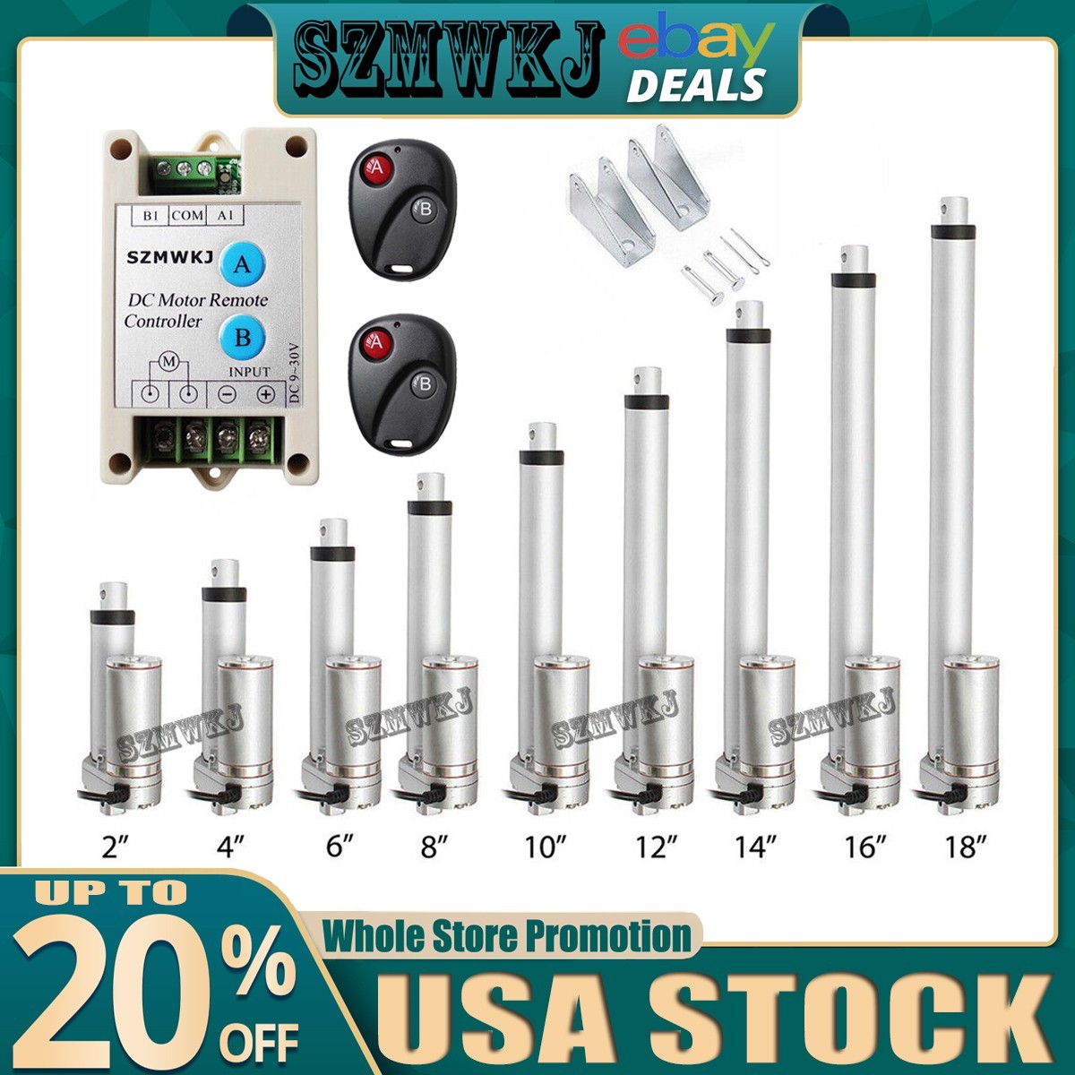 Heavy Duty 50-450mm Linear Actuator 1500N/330lbs Max Lift 12V Motor for Auto Car
