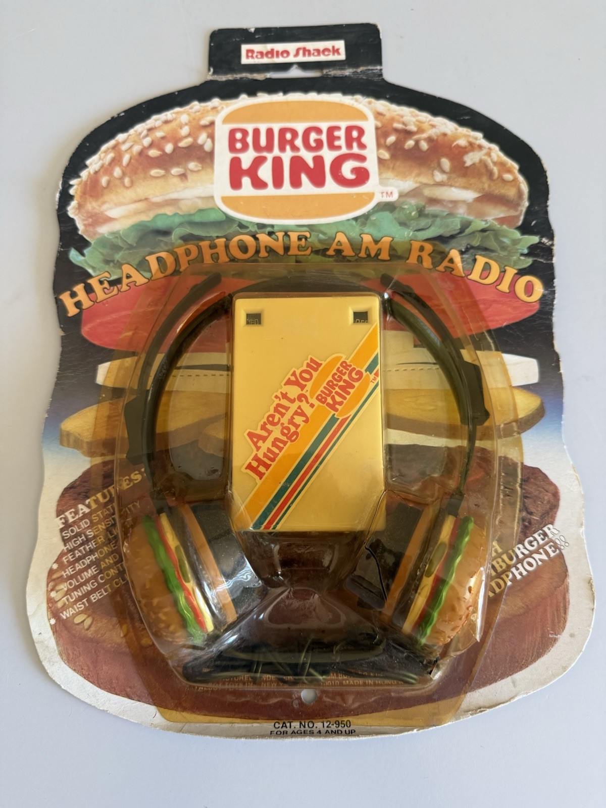 Vintage Radio Shack Burger King Radio With Headphones In Original Packaging