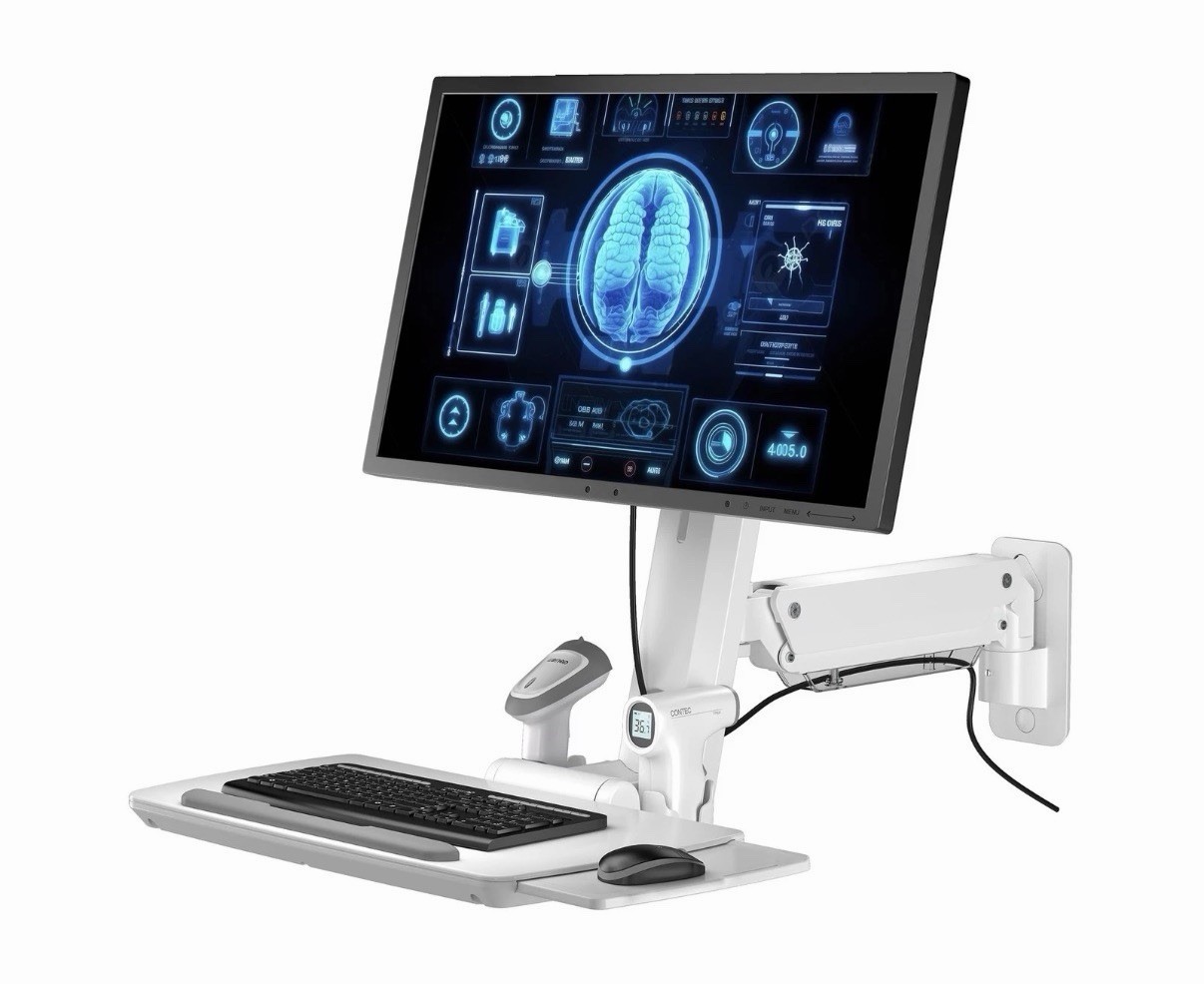 Mount Plus MED02 Medical Wall Mount Workstation w Folding Keyboard Tray Open Box