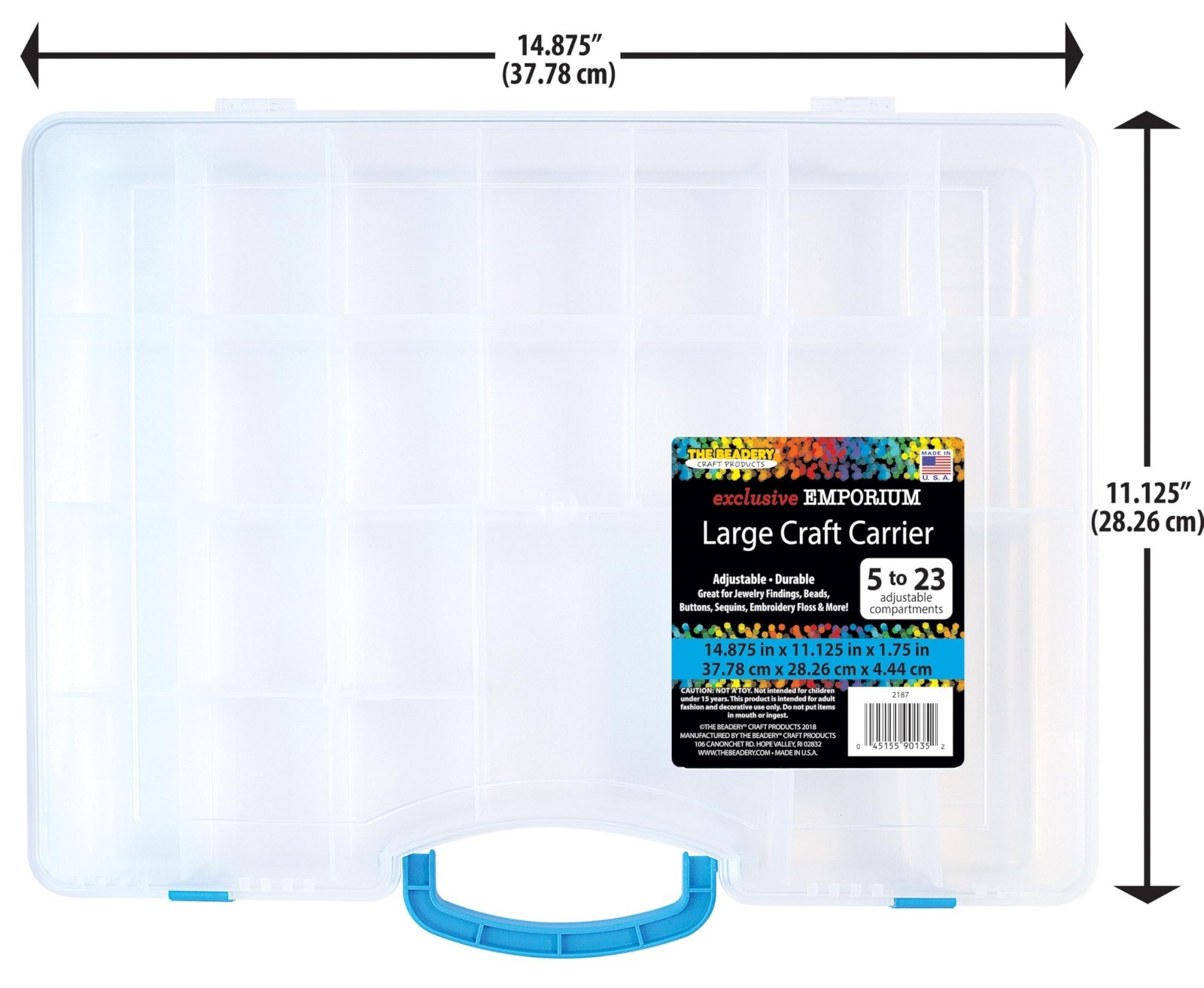 Large Clear Craft Storage Container - Bead Organizer & Art Supply Carrier
