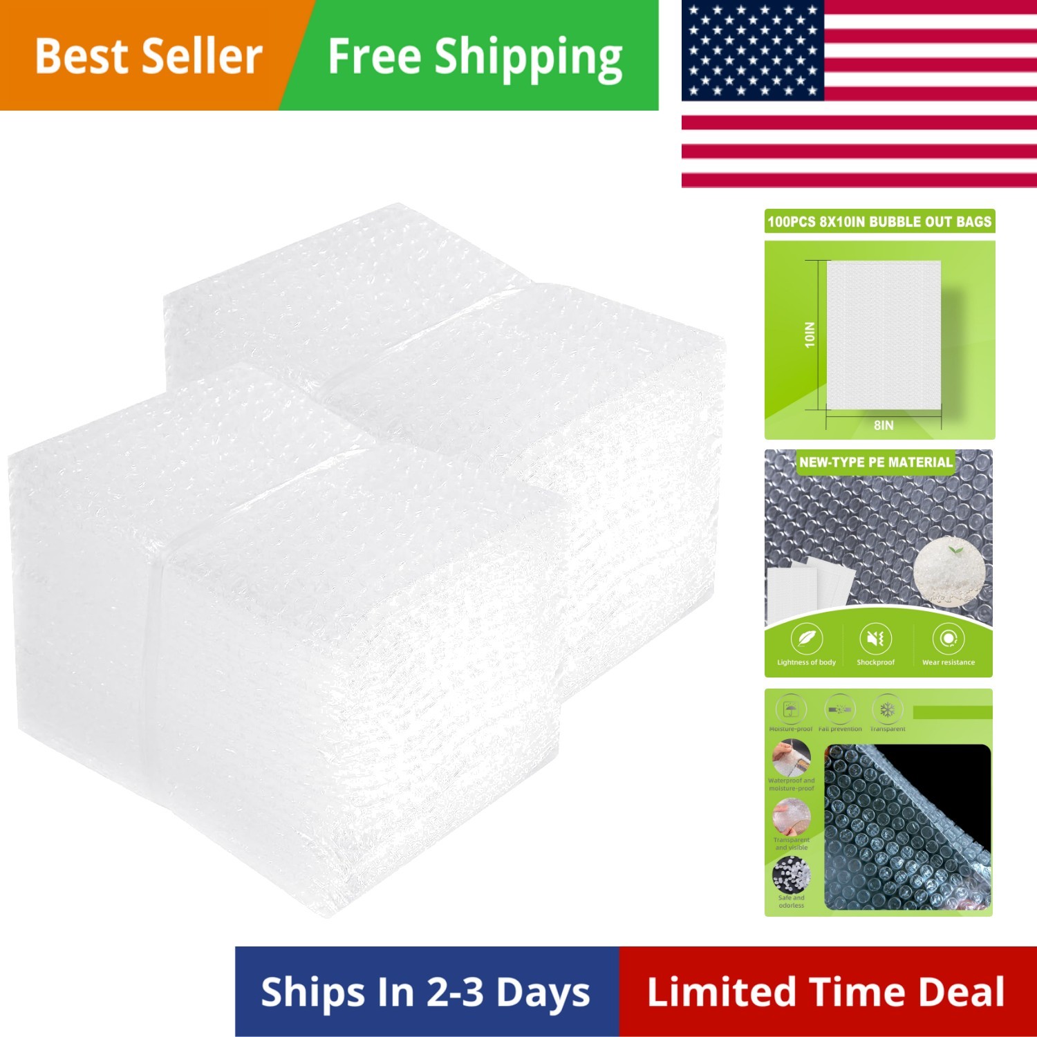 Bubble Pouches Wrap, Clear Not Self-Seal Bubble Out Bags with Double Walled C...