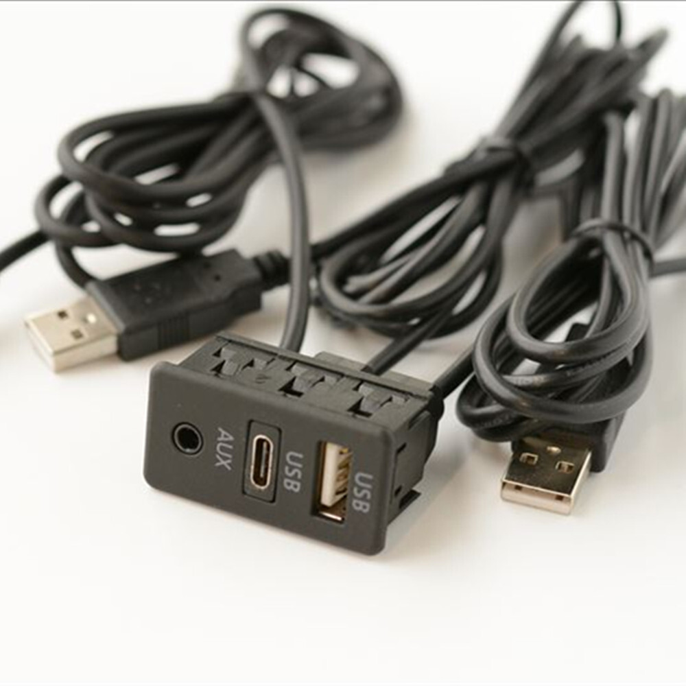 150CM Extension Cable Adapter Type C AUX USB Extender Car Dash Flush Panel Mount