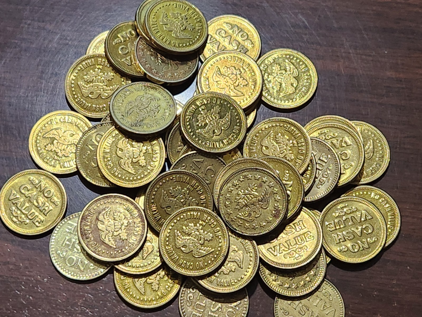 No Cash Value Brass Tokens - Eagle, Size 0.800"  Lot of 50 Tokens