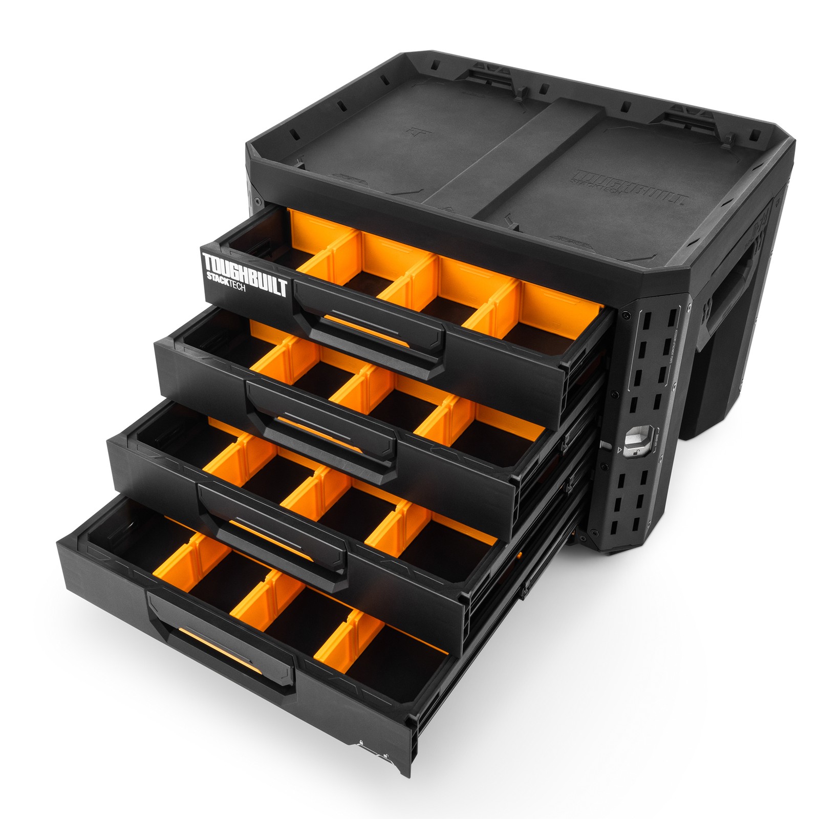 ToughBuilt StackTech 4-Drawer Locking Box, Plastic Storage Tool & Gear Organizer