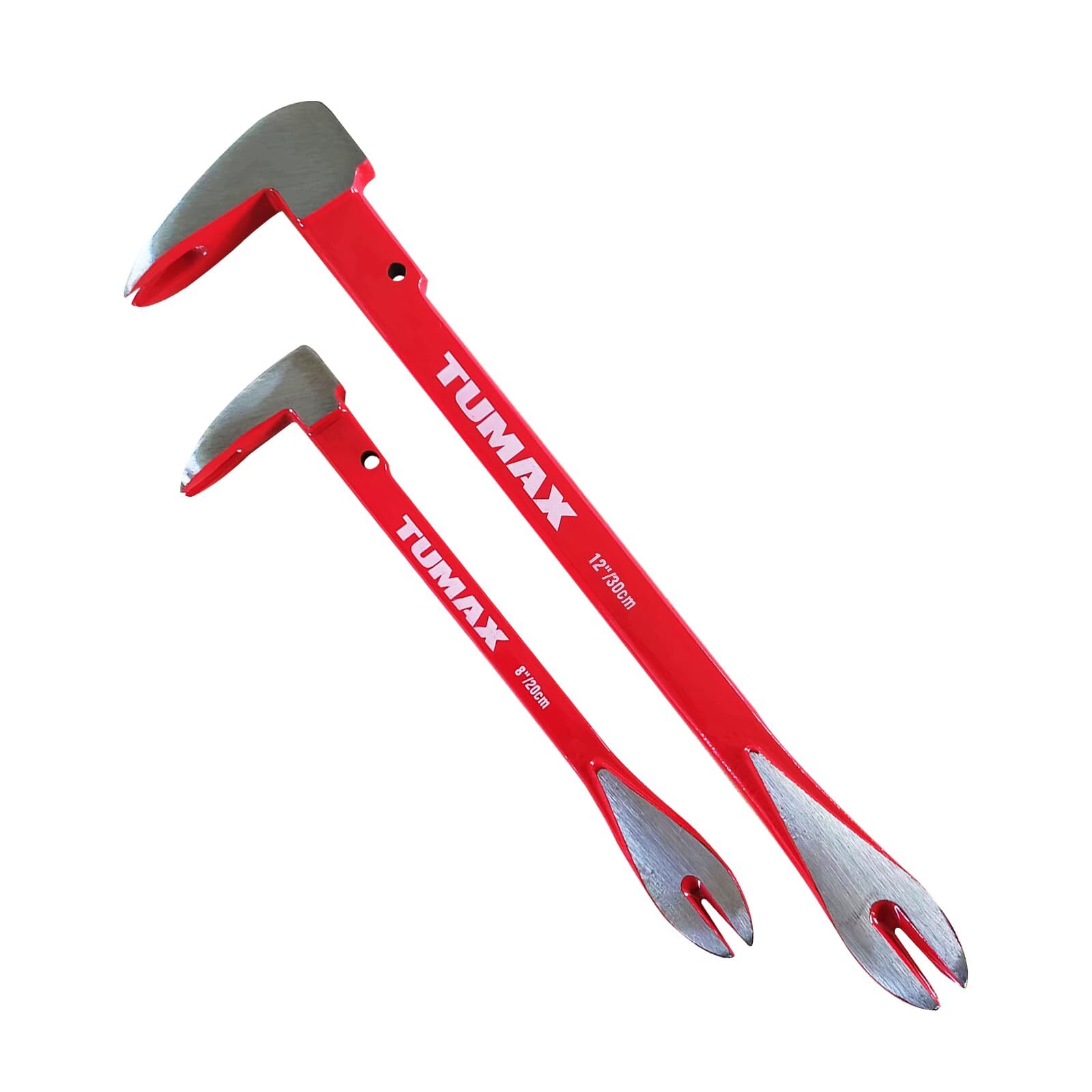 2-Piece Nail Puller Set 12" Pry Bar 8" Mini Crowbar with Cats Paw Remover