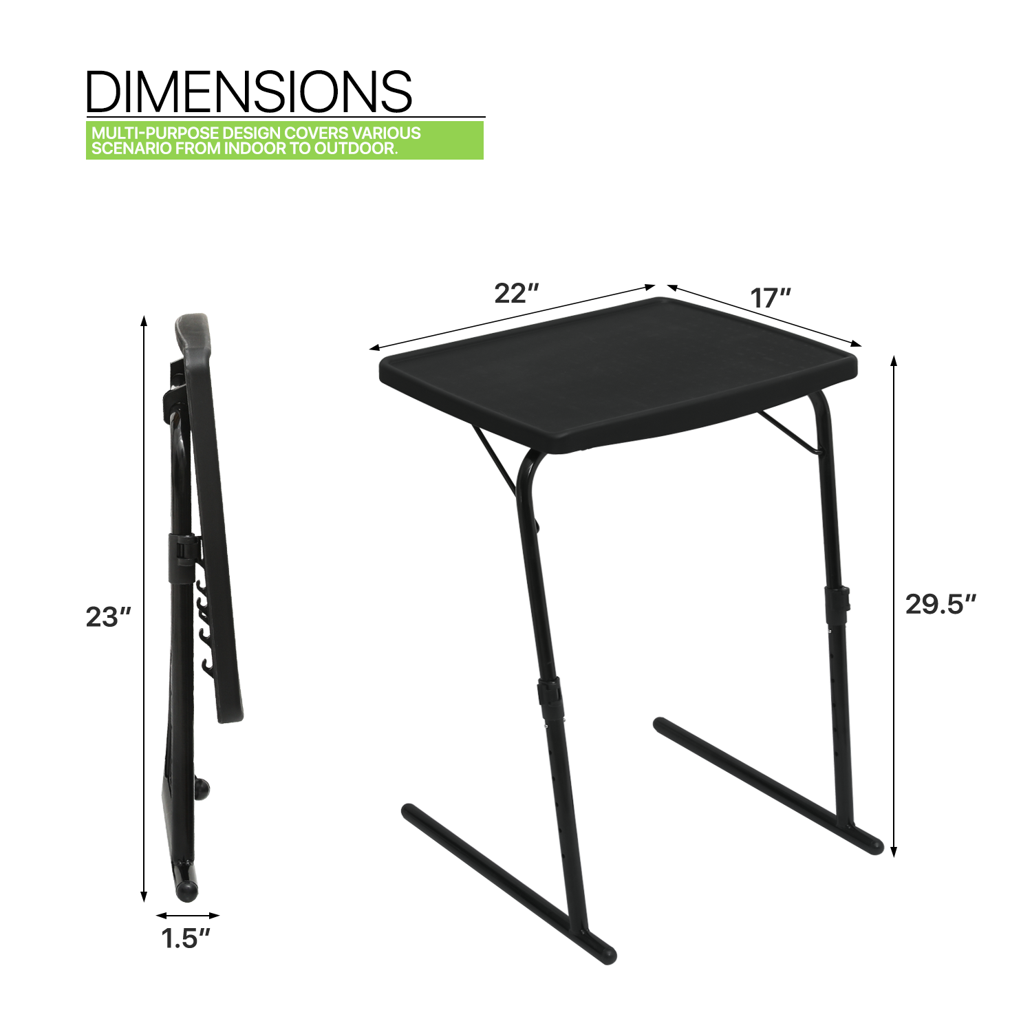 Black Folding Portable TV Tray Laptop Desk Adjustable Sofa Bed Side Dinner Table