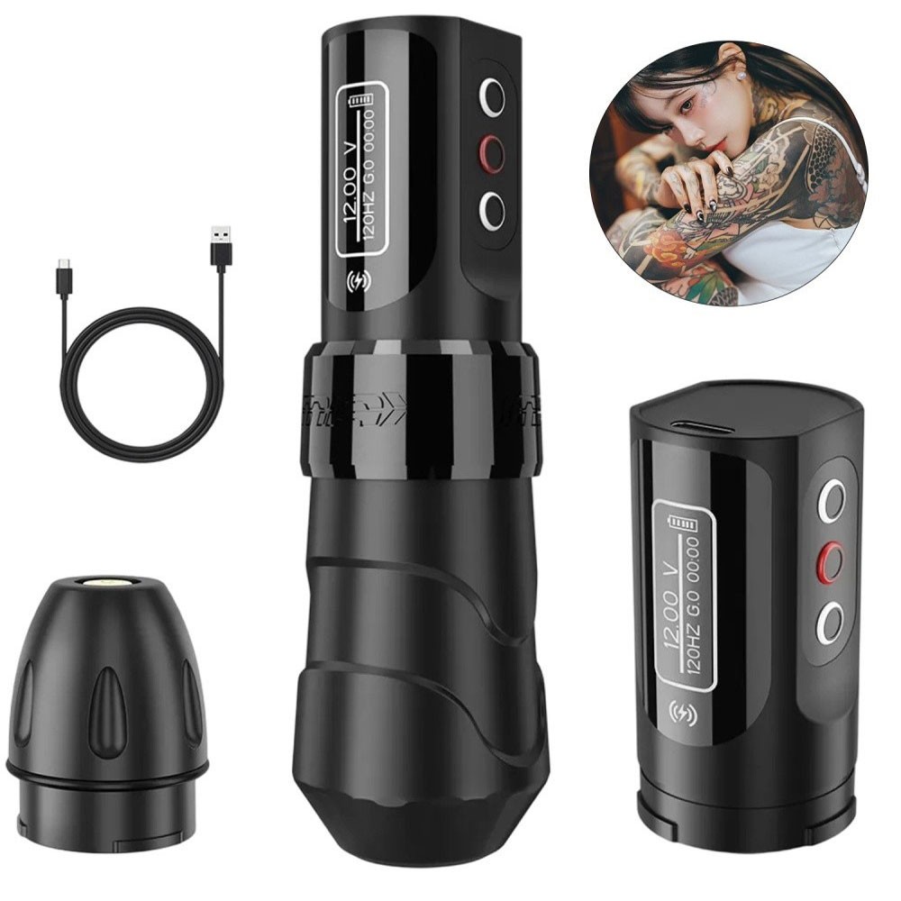 Rotary Tattoo Machine Pen Wireless 2000mAh Batter with LED Display Tattoo Device