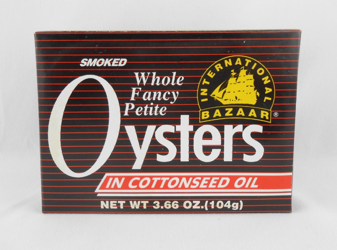 International Bazaar Smoked Whole Fancy Petite Oysters in Cottonseed Oil 3.66 oz