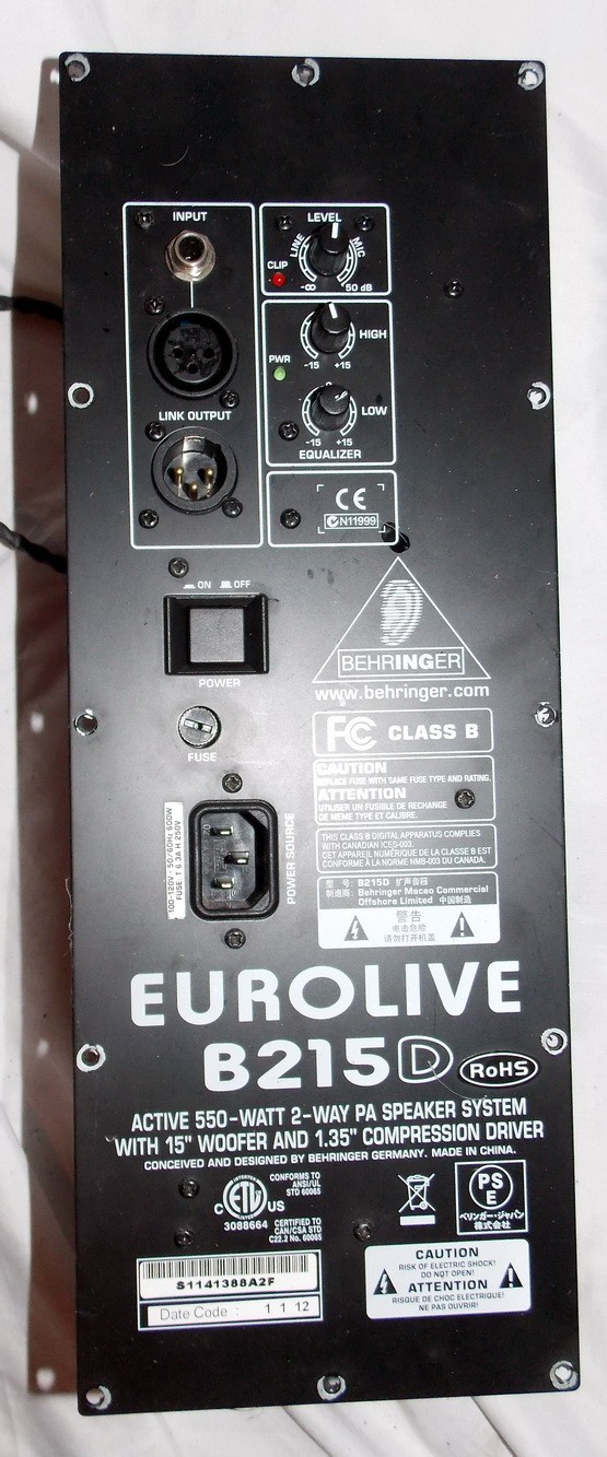 Behringer Eurolive B215D plate amplifier assembly