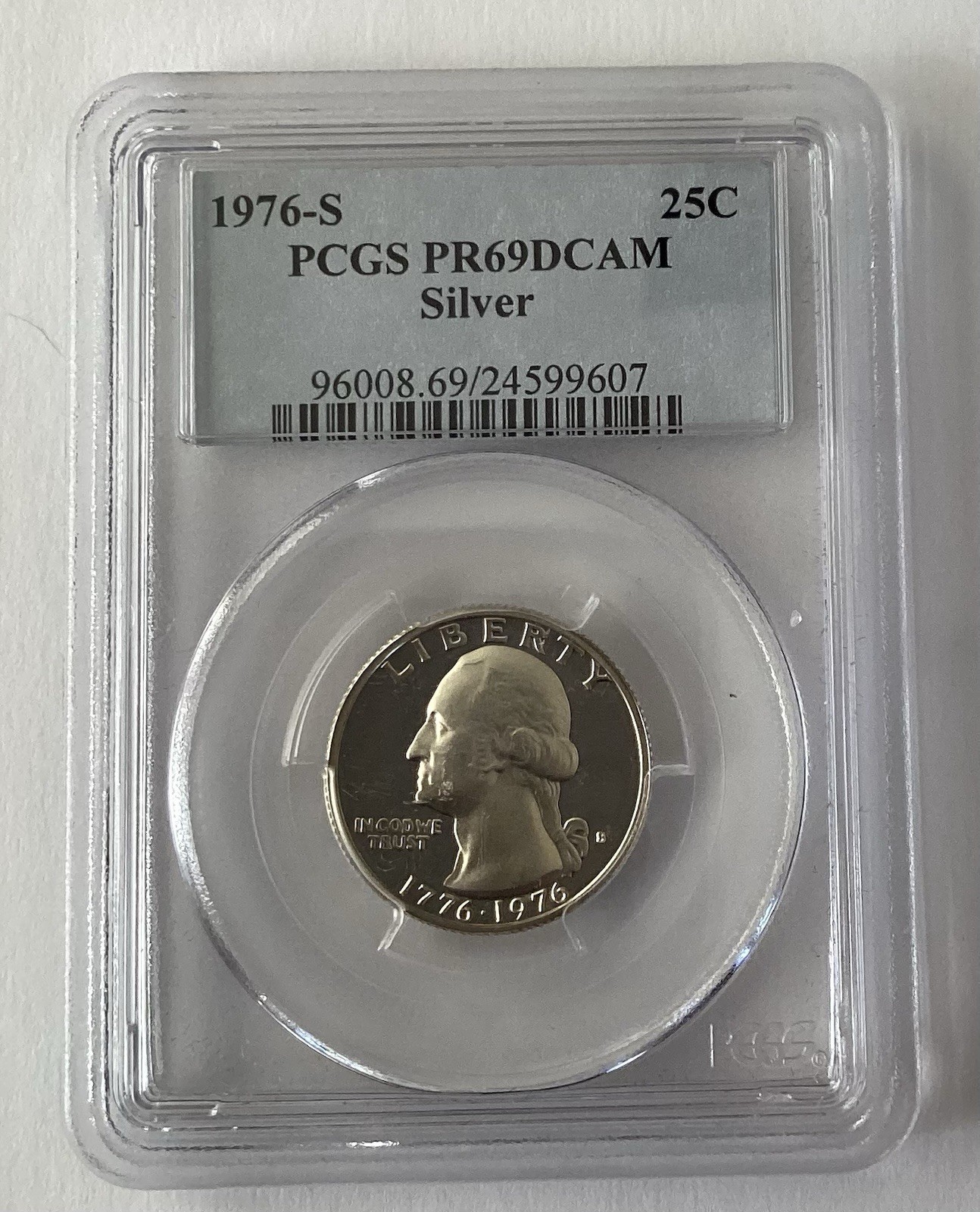 1976-S Proof Washington Quarter 25c Silver Coin PCGS PR69DCAM