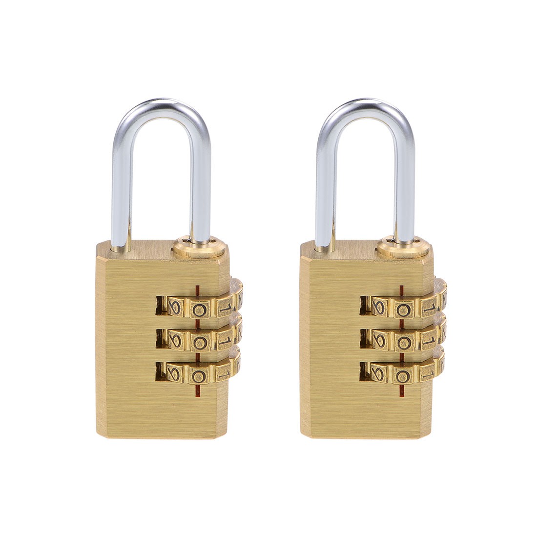 3 Digit Combination Padlock Brass Locks 3mm Shackle Diameter 2Pcs