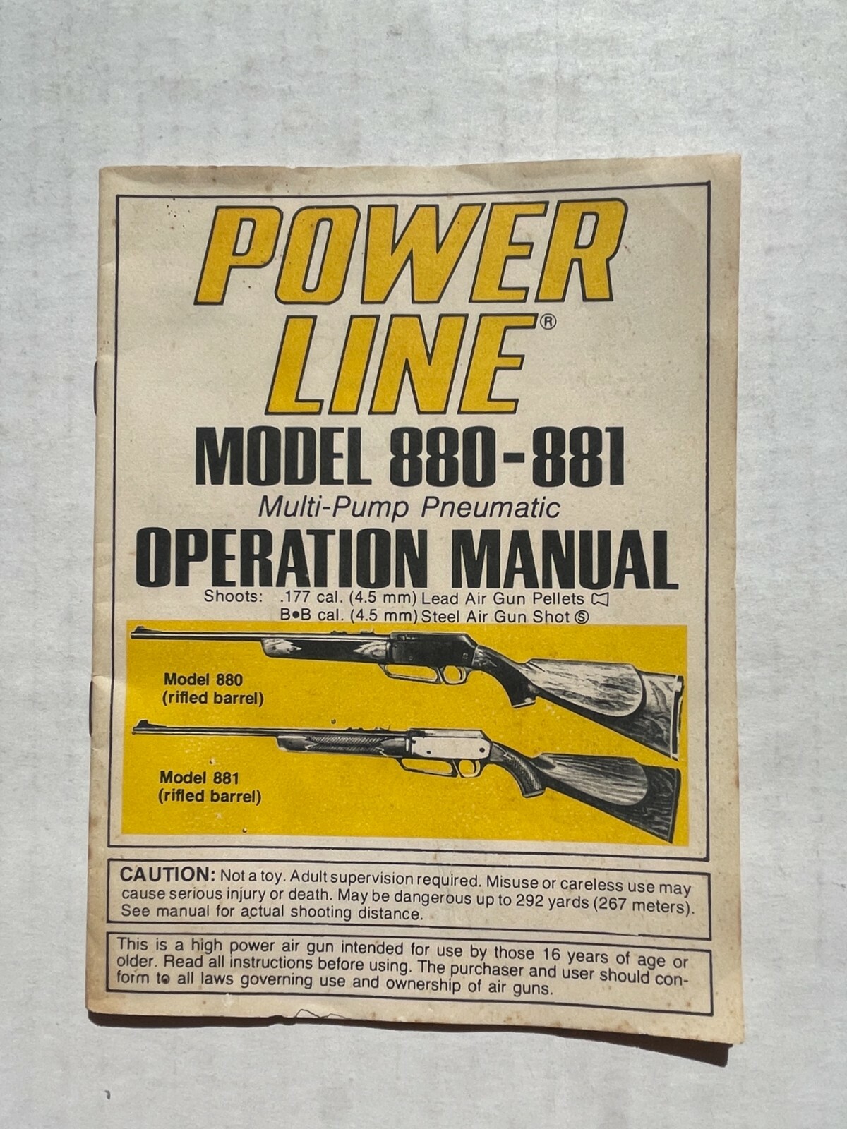 Vintage Daisy Powerline BB Air Gun Model 880-881 Operation Manual