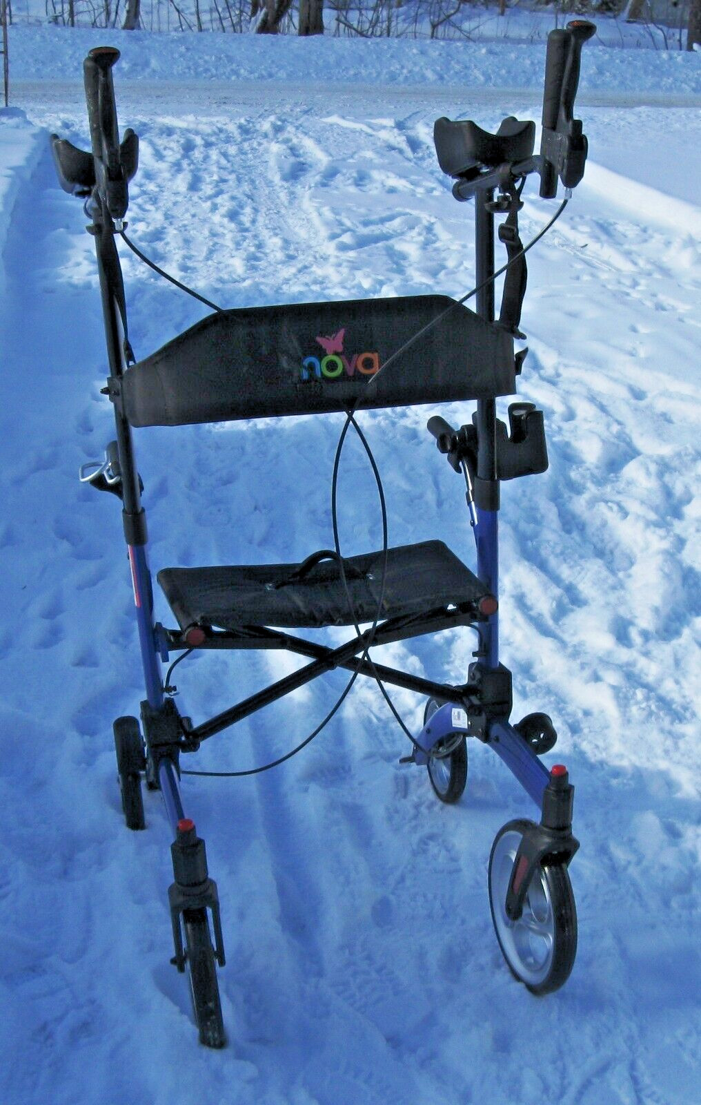 Nova Dragon Fold n’ Go Rise UP Rollator Upright STANDING WALKER Bright BLUE