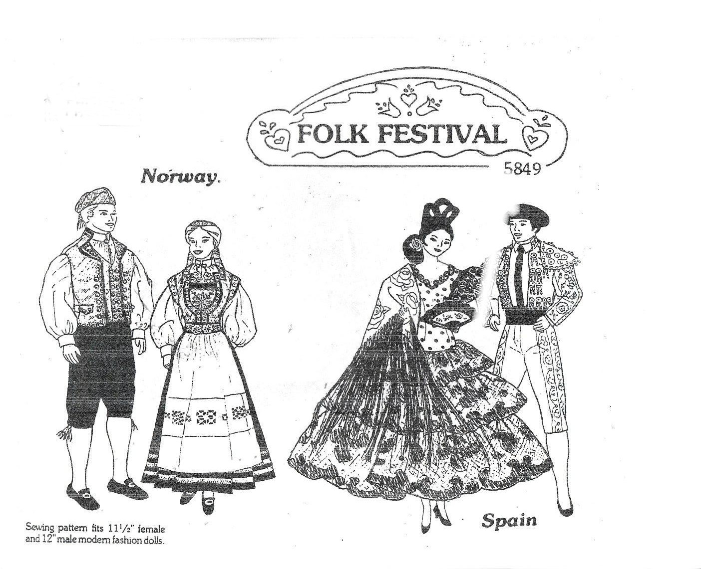 Folk Festival Spain Norway barbie and Ken doll pattern Copy