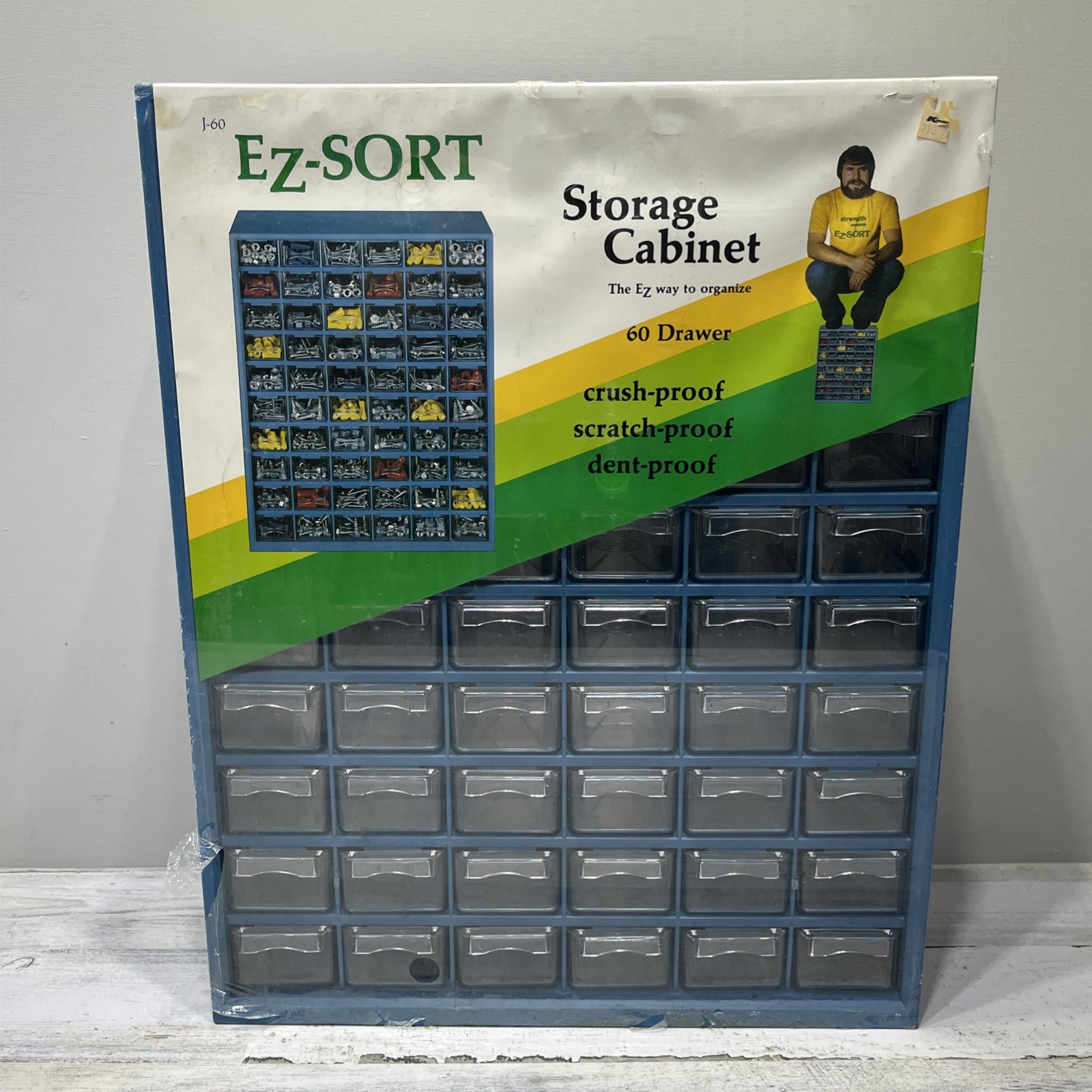EZ SORT 60 Drawer Storage Cabinet J-60 New Old Stock Has Torn Seal And Some Wear