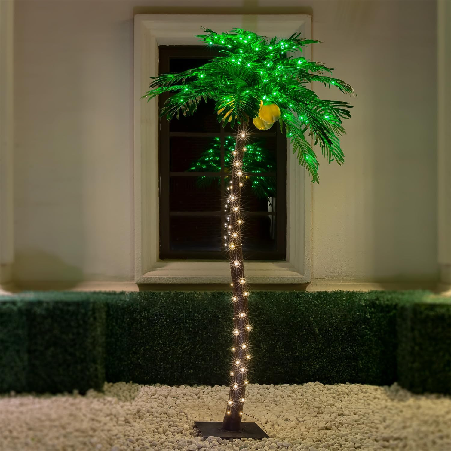 7ft Lighted Palm Tree with Glowing Coconuts - Dimmable, UL Certified, Waterproof