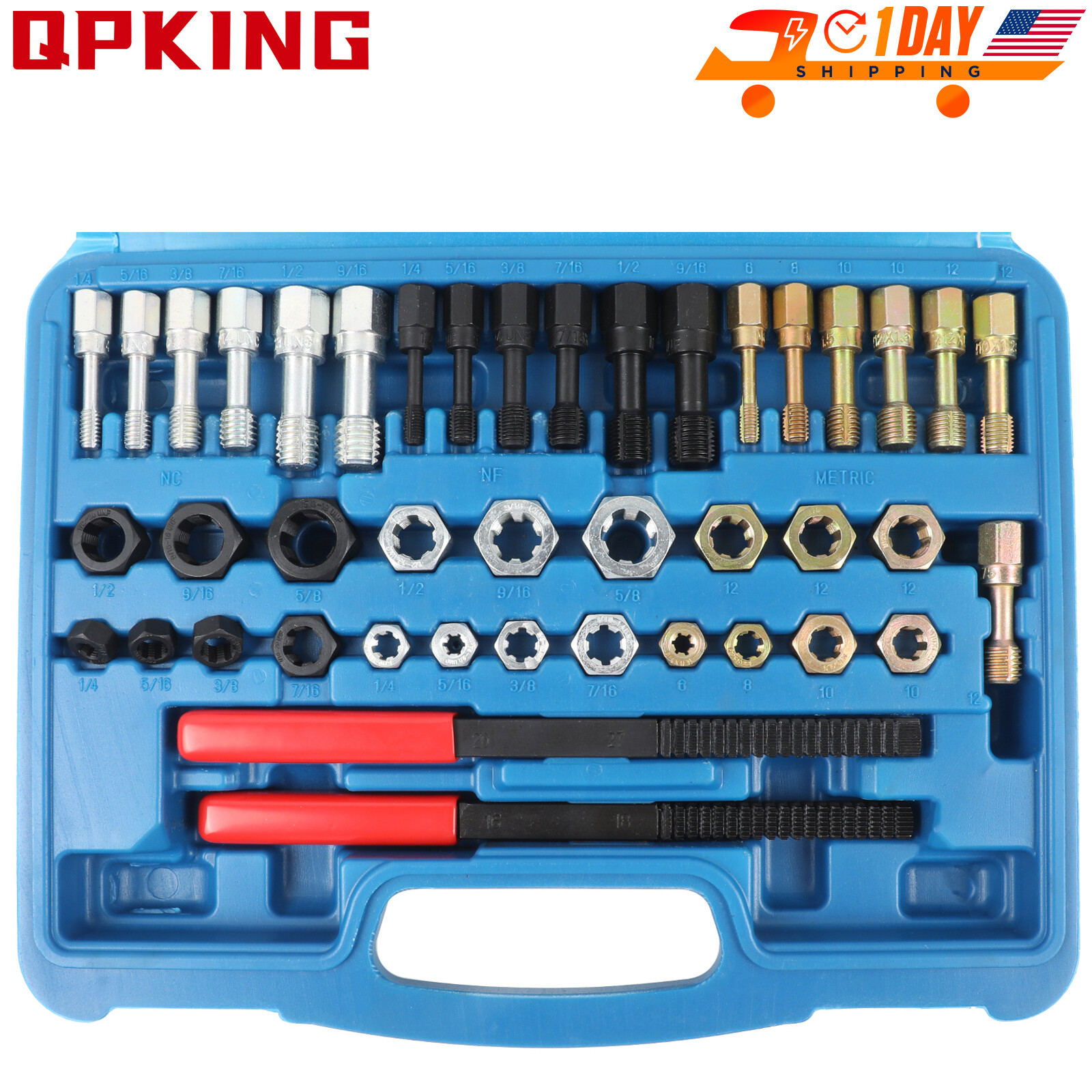 42Pcs Thread Chaser Set Rethread Repair Tool UNC UNF Metric Thread Restorer Kit
