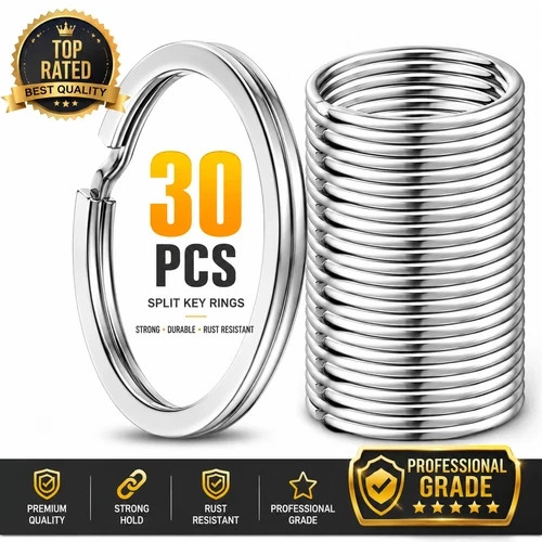 30PCS Key Rings Stainless Steel Assortment Heavy Duty Split Key Ring Loops