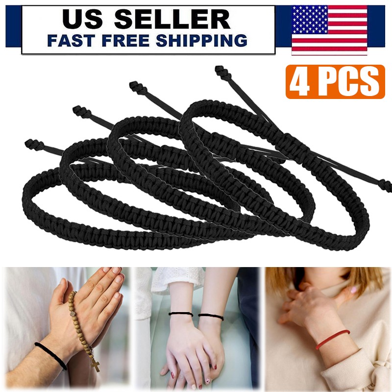 4x Tibetan Lucky BLACK String Woven Bracelet for Protection Men Women Good Luck