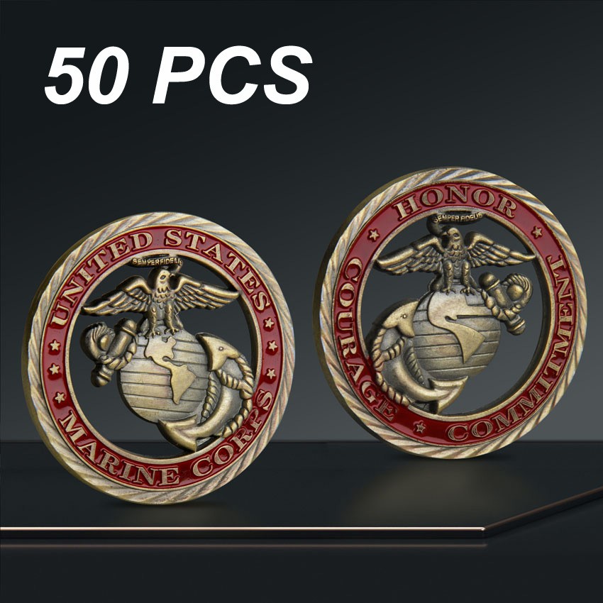 50PCS Collectible Challenge Coin USA Marine Corps USMC Commemorative Military