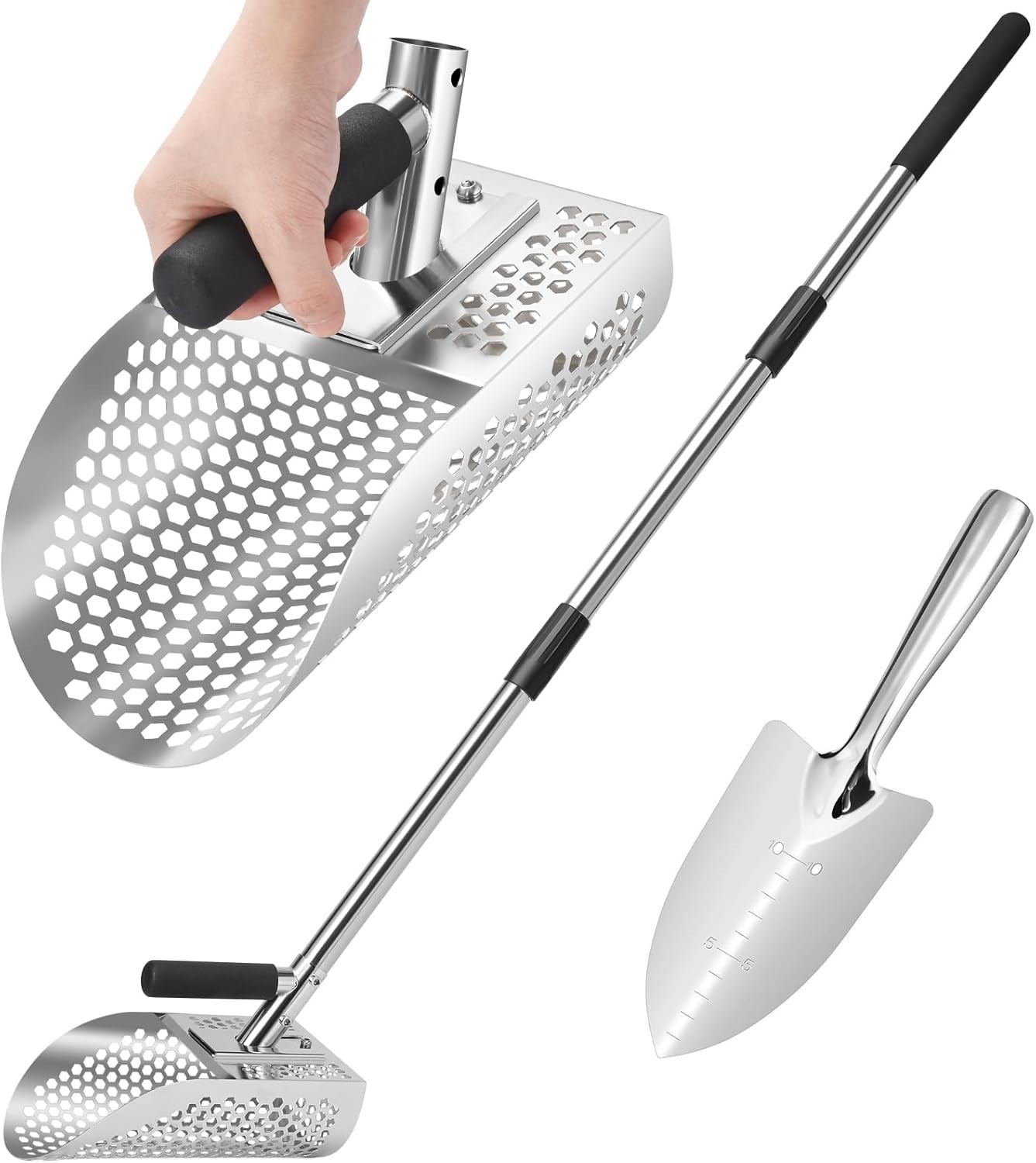 Durable Sand Sifter Shovel for Quick Underwater Treasure Hunting - 2-in-1 Design
