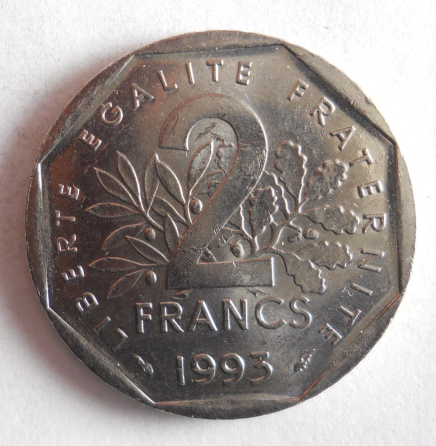 1993 FRANCE 2 FRANCS - High Quality Coin - FREE SHIP - Bin #307