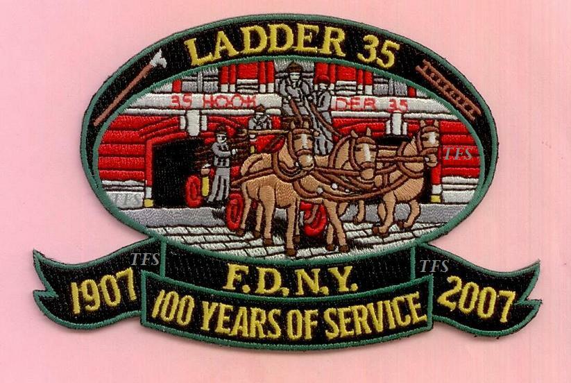 New York City Fire Dept Ladder 35 Patch Anniversary