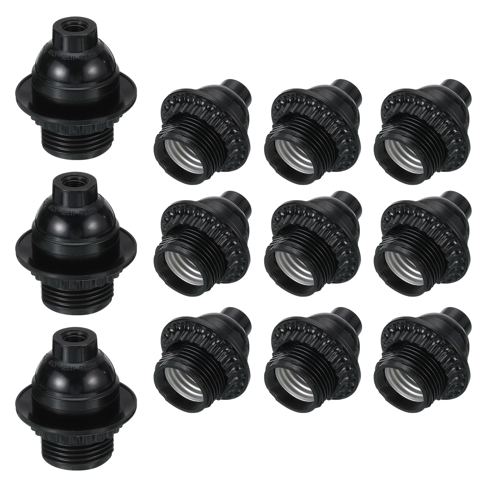 E26 E27 Light Socket, 12pcs 250V 660W 3A Lamp Socket Screw Bulb Holder 35.3x58mm