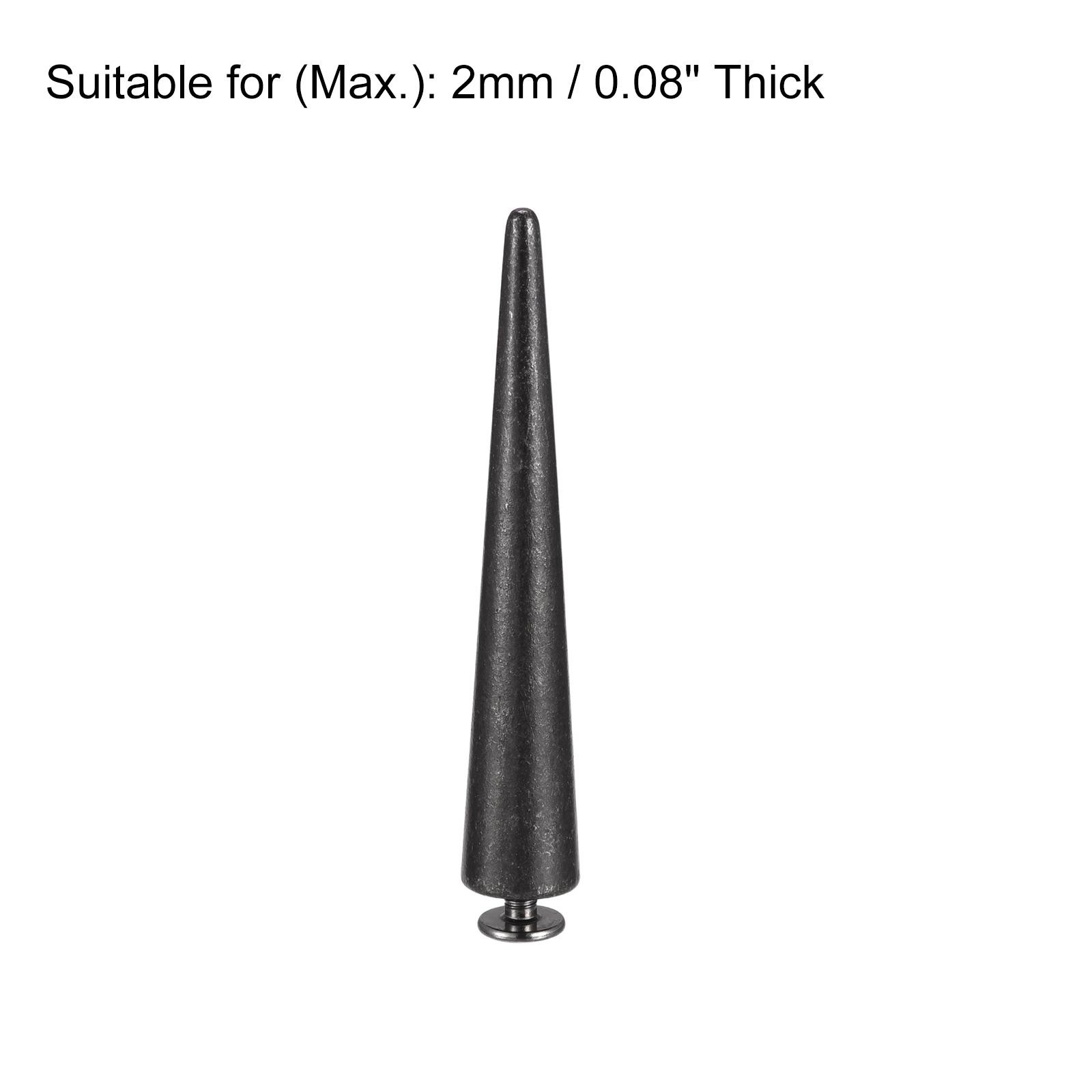 10x55mm Screw Back Rivets, 5 Set Solid Leather Studs for DIY Black