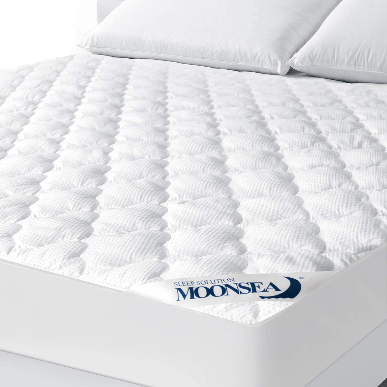Short Queen Mattress Topper Thick Quilted 15"-23" Deep, White
