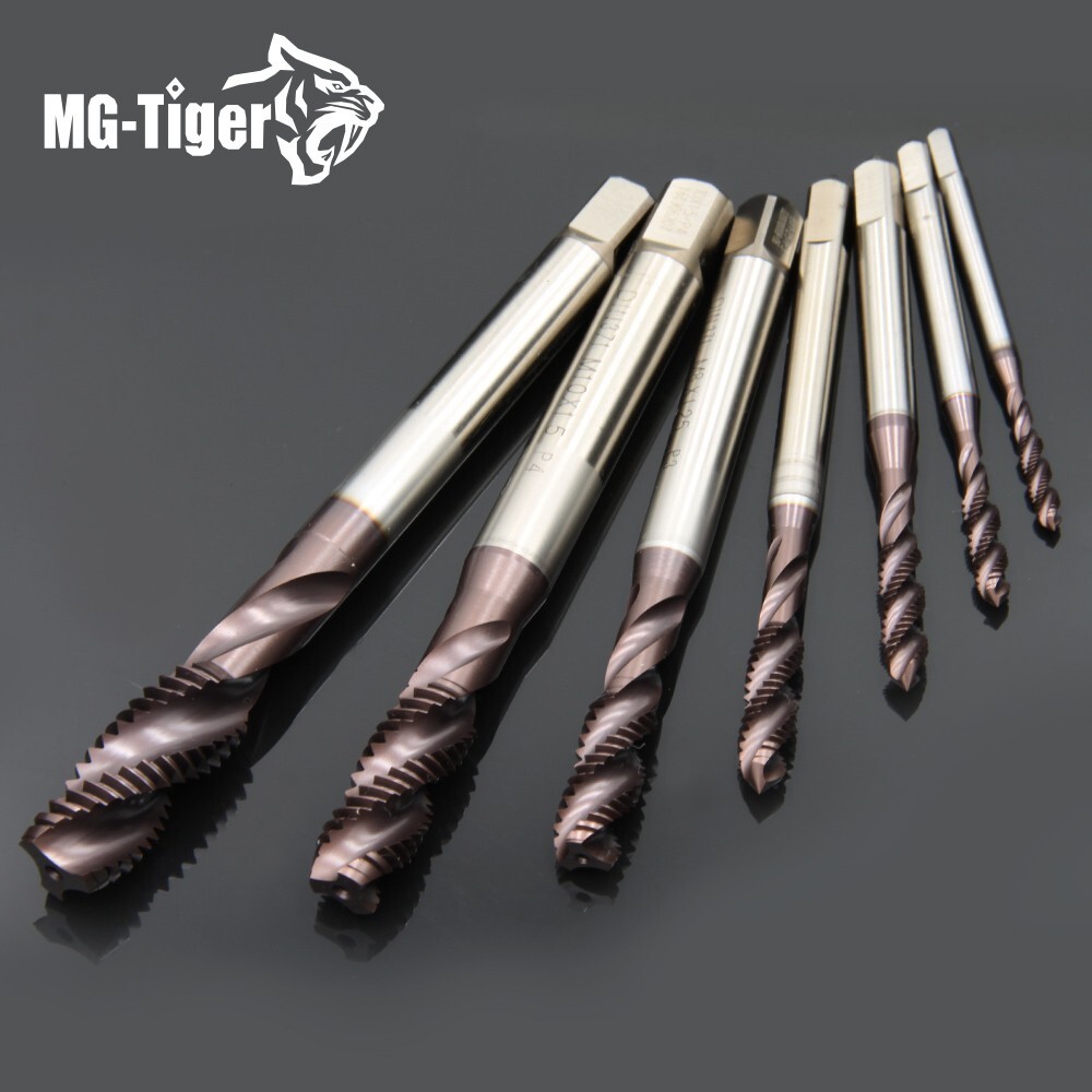 Powder HSS-Co Spiral Flute Taps Set 7pcs With TiAlN Coating