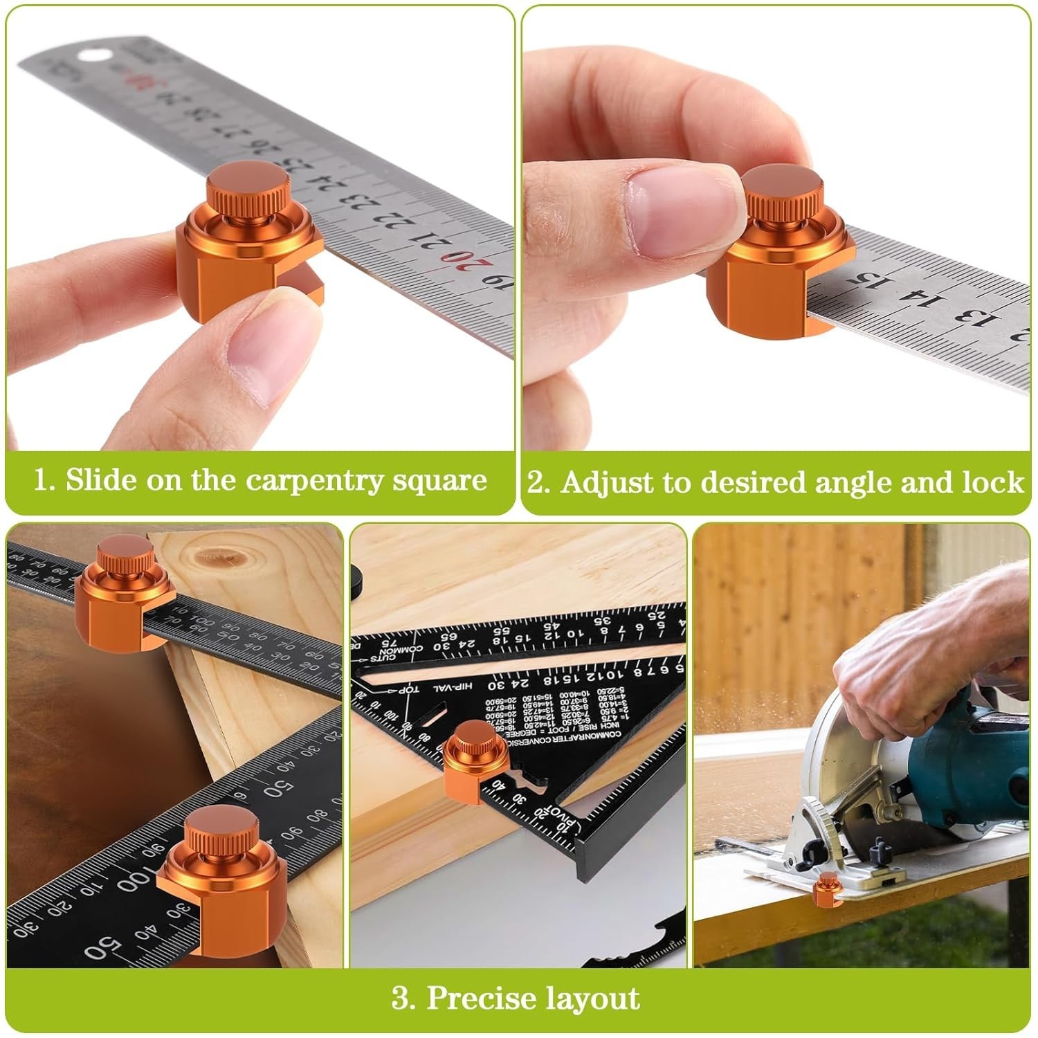 4 Pack Stair/Square Gauge Set for Framing Square, Stair Stringer Layout Tool for