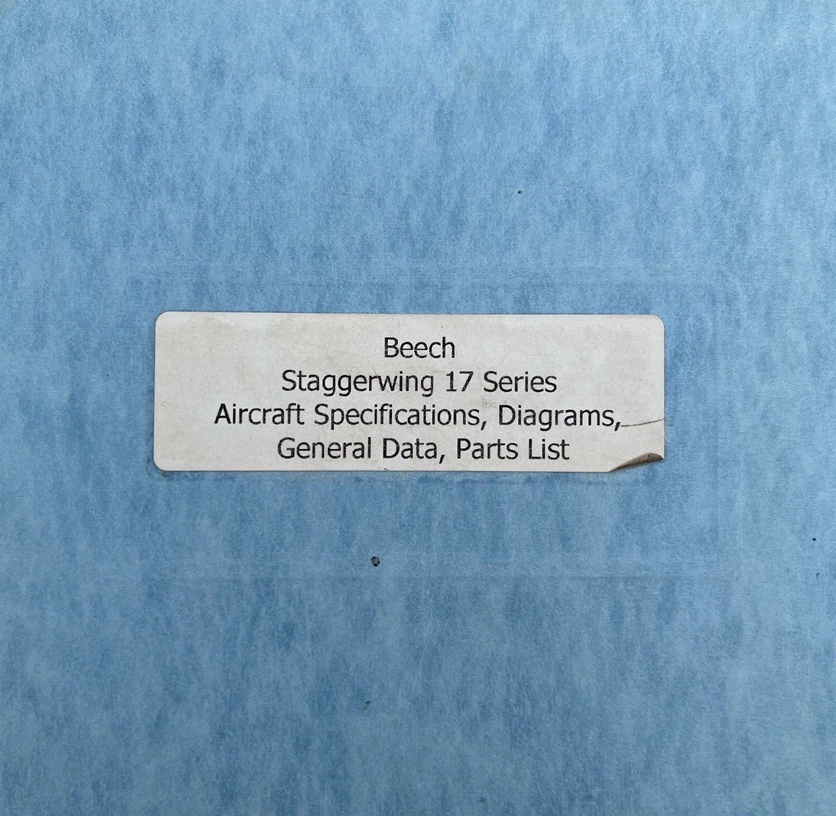 Beech Staggerwing 17 Series Specifications Diagrams, Data Parts List  Older Copy