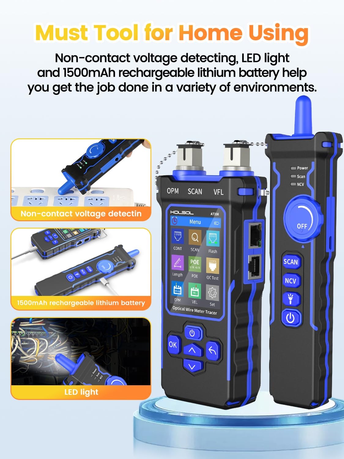 Ethernet Cable Tester with VFL PoE Network Tool