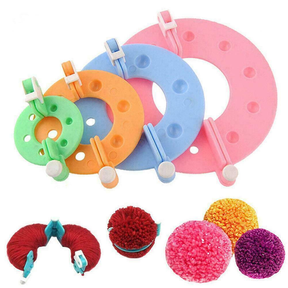 Pompom Maker Kit Crafts 4 Different Sizes Ball Making HOT Tools Knitt New S D1E3