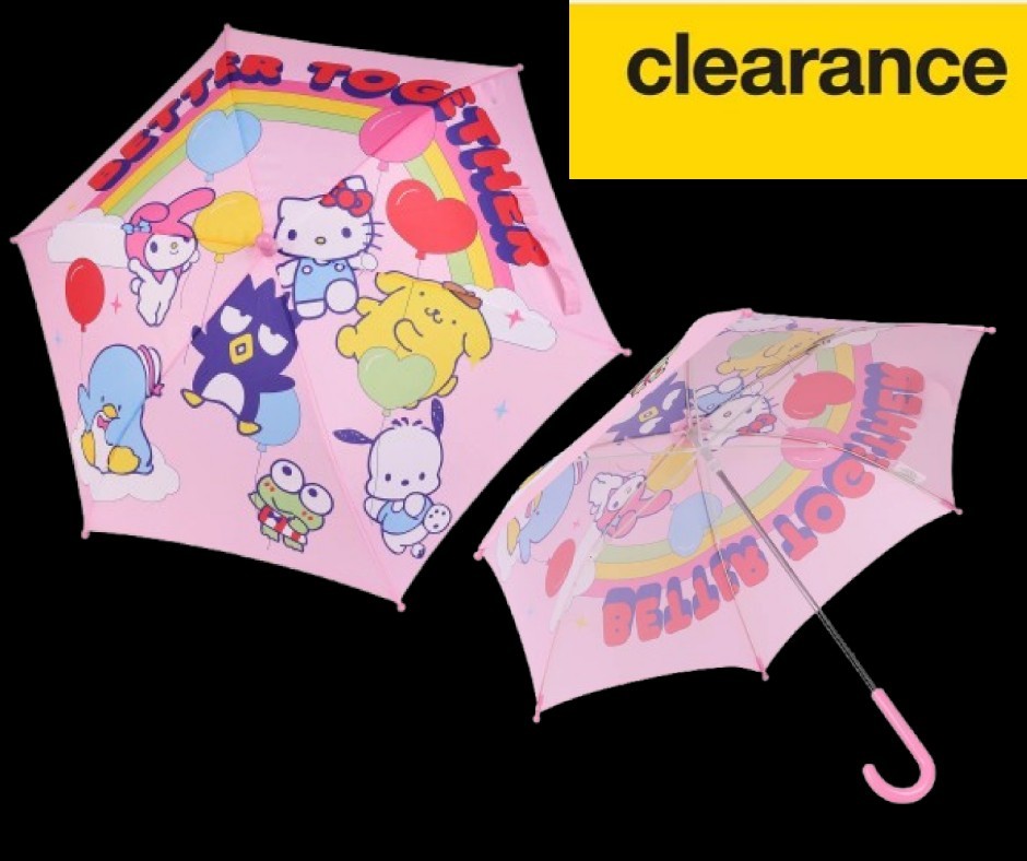 Hello Kitty and Friends 6-Panel Stick Umbrella with Auto Open Button color PINK