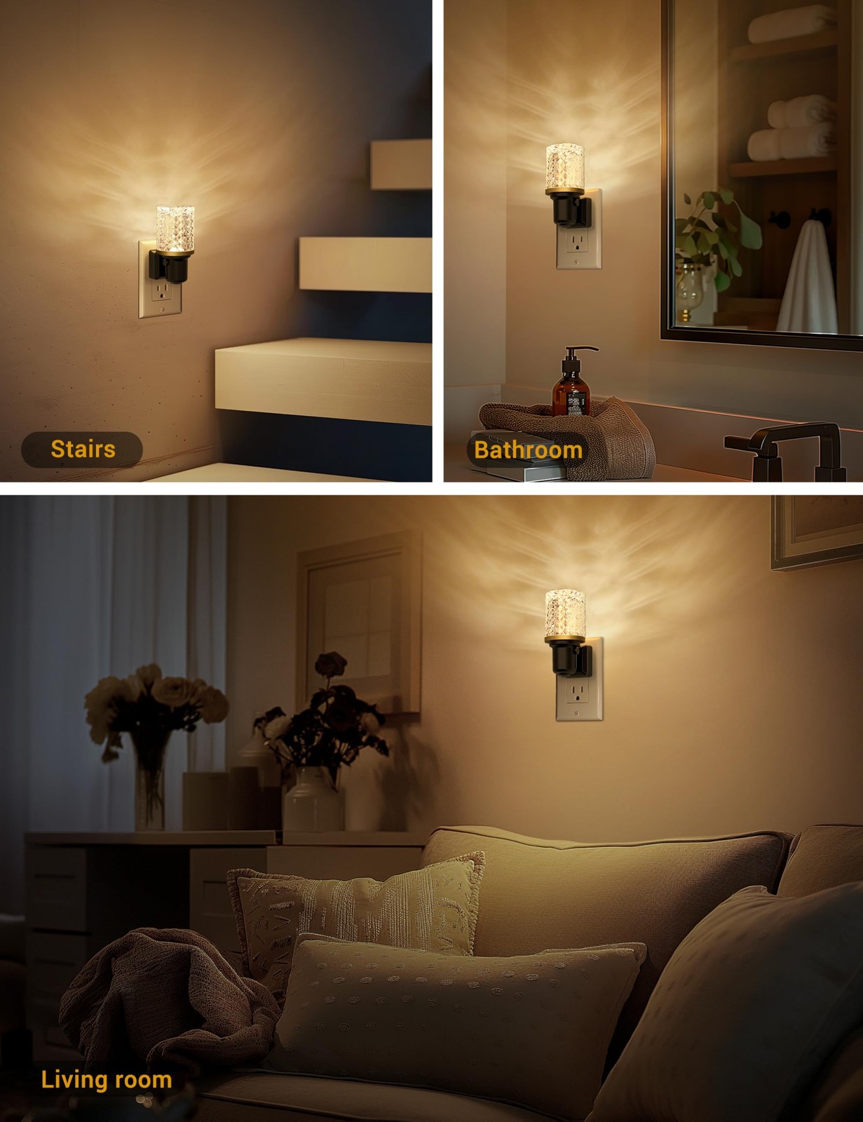 JandCase LED Night Light, Dimmable Lights Plug 1 Pack, Crystal - Warm