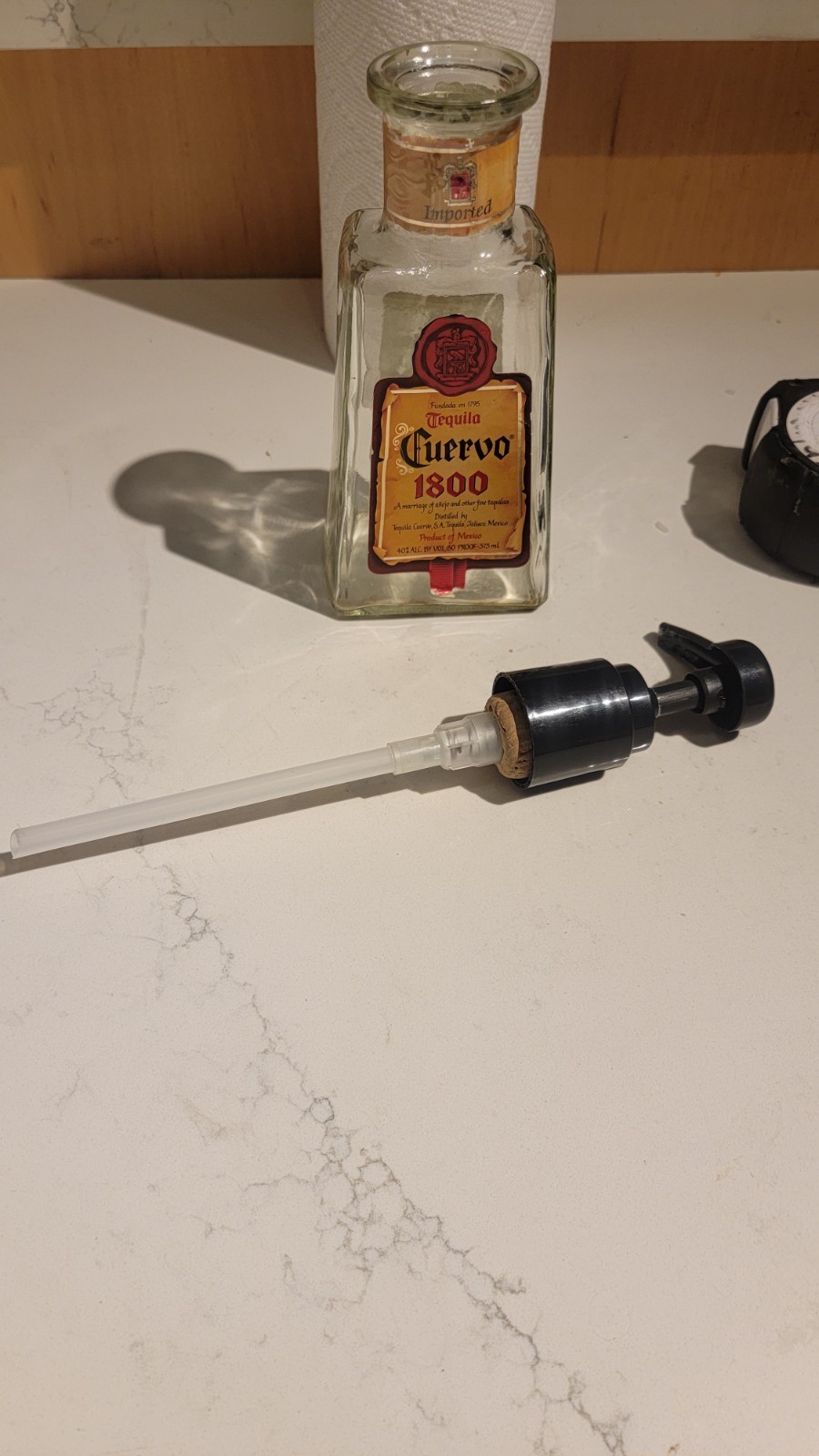 Cuervo 1800 Tequila Soap Dispenser Empty Glass Decanter Bottle 375mL