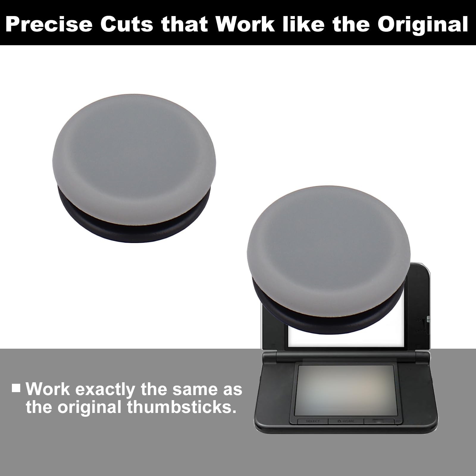 IKPEK 2Pcs Analog Stick Cap Replacement 3D Joystick Cover for 2DS 3DS Grey