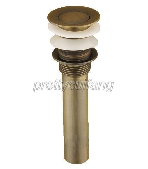 Antique Brass Pop Up Bathroom Sink Basin Waste / Drain Without Overflow Psd011