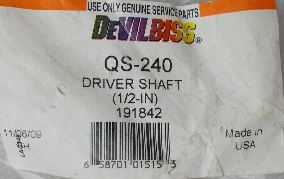 Driver Shaft For: Air Motor Drives 1/2" Devilbiss QS-240