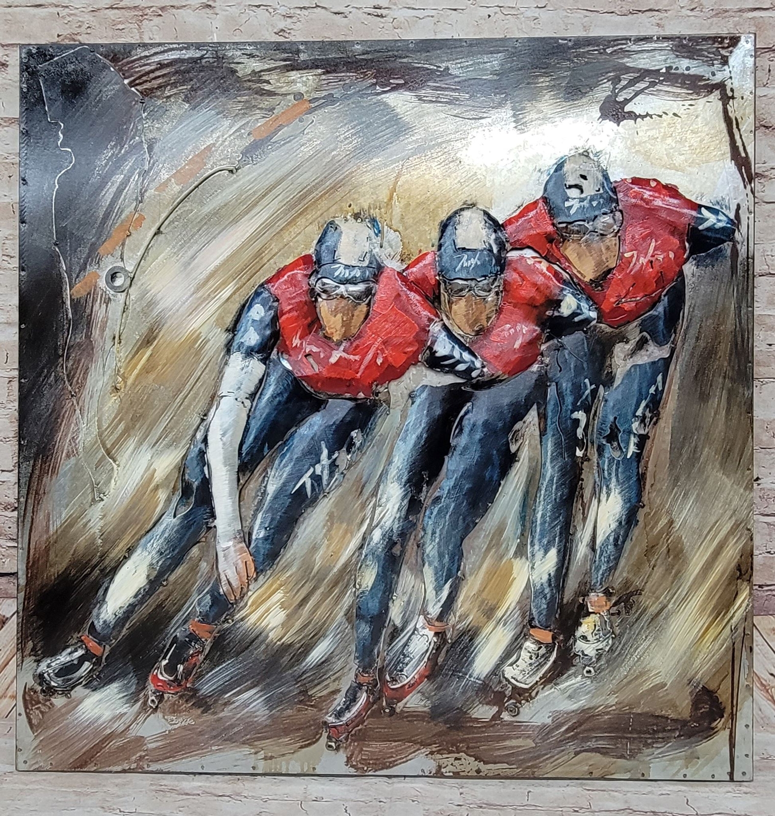 Roller Skaters Skating Rollerblading Olympic Team 3D Wall Art Metal Painting