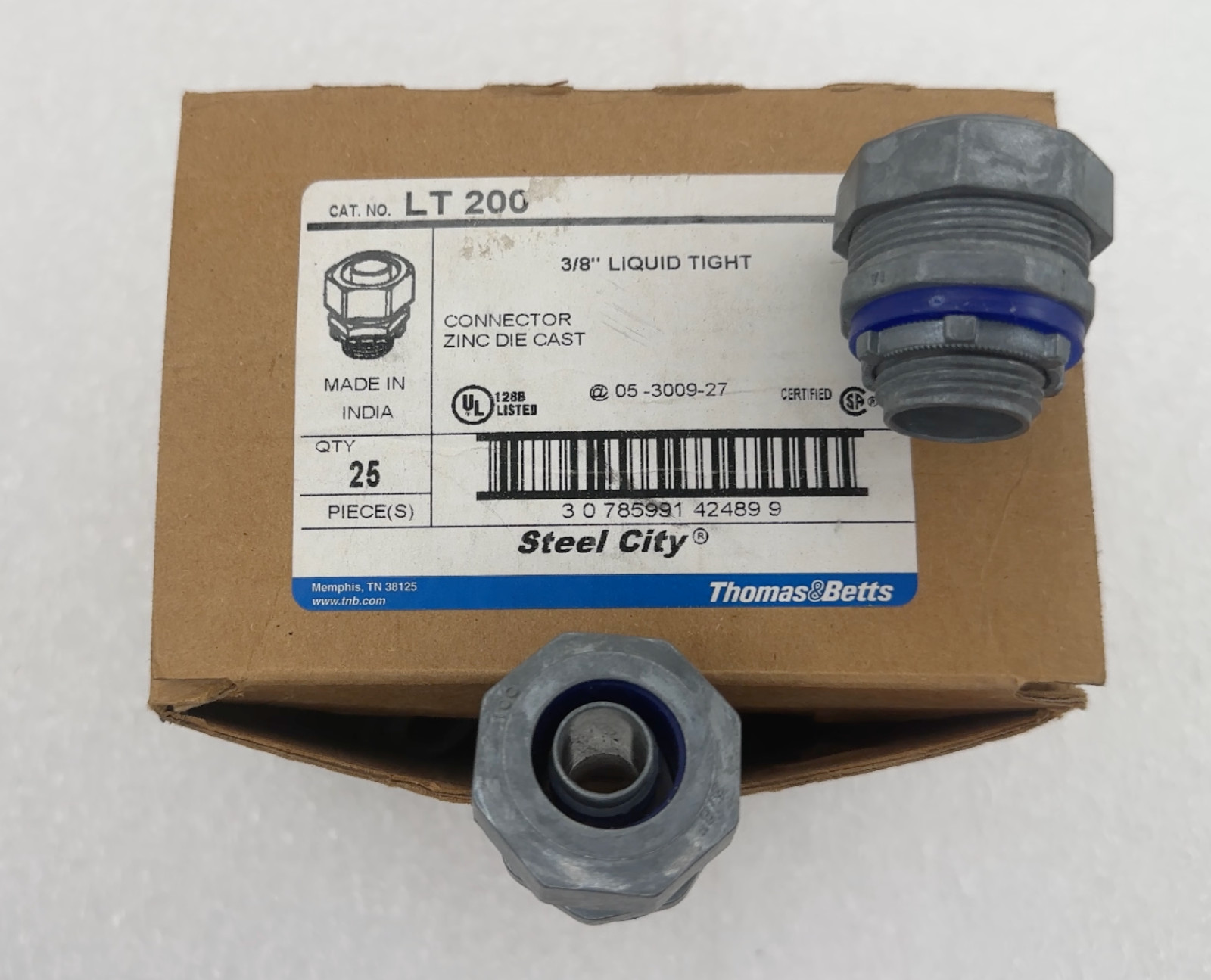 *Lot of 5* LT200 Thomas & Bett 3/8" Liquid Tight Connector Zinc Die Cast