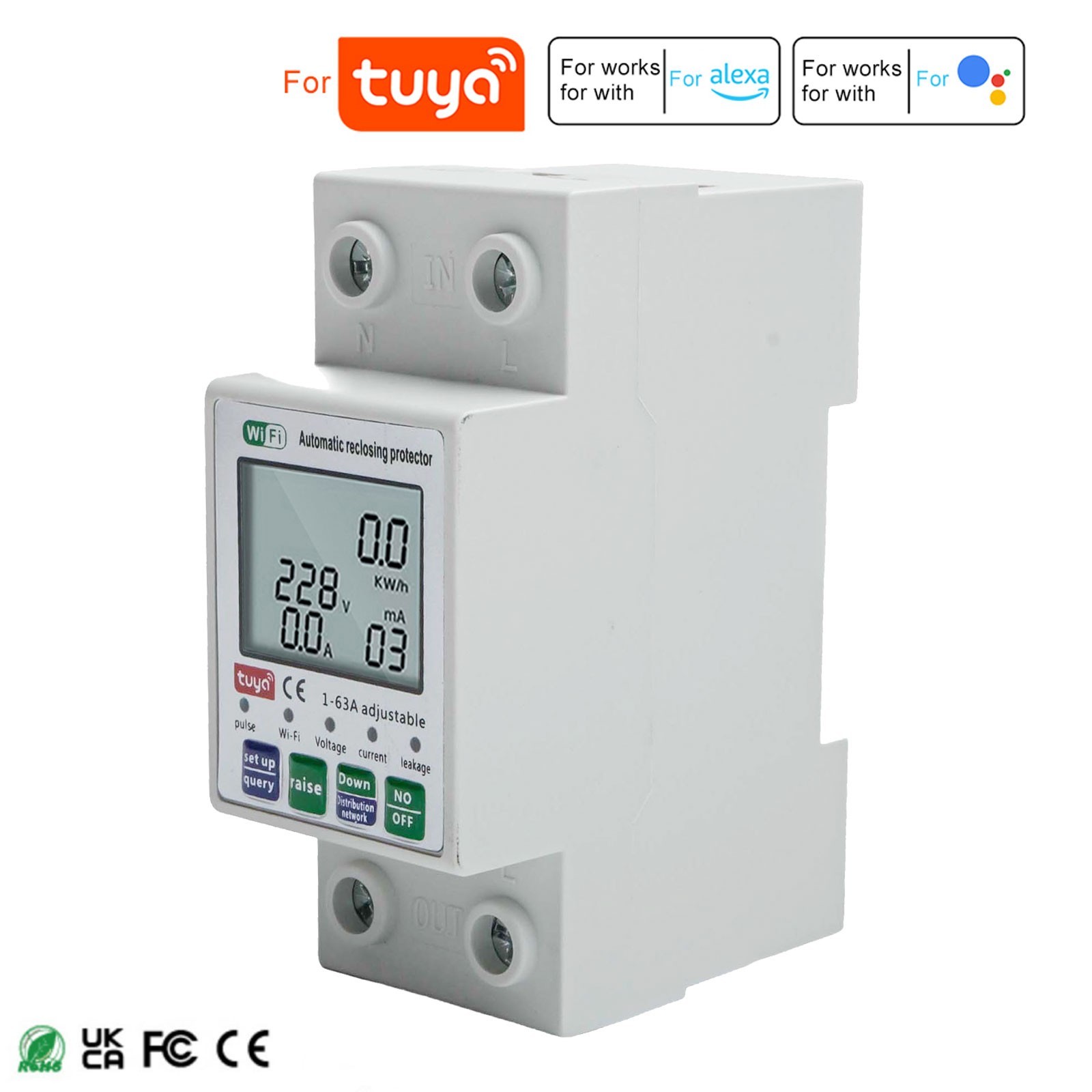 For Tuya Smart for reset Protector Switch for current Breaker Meter AC80-300V