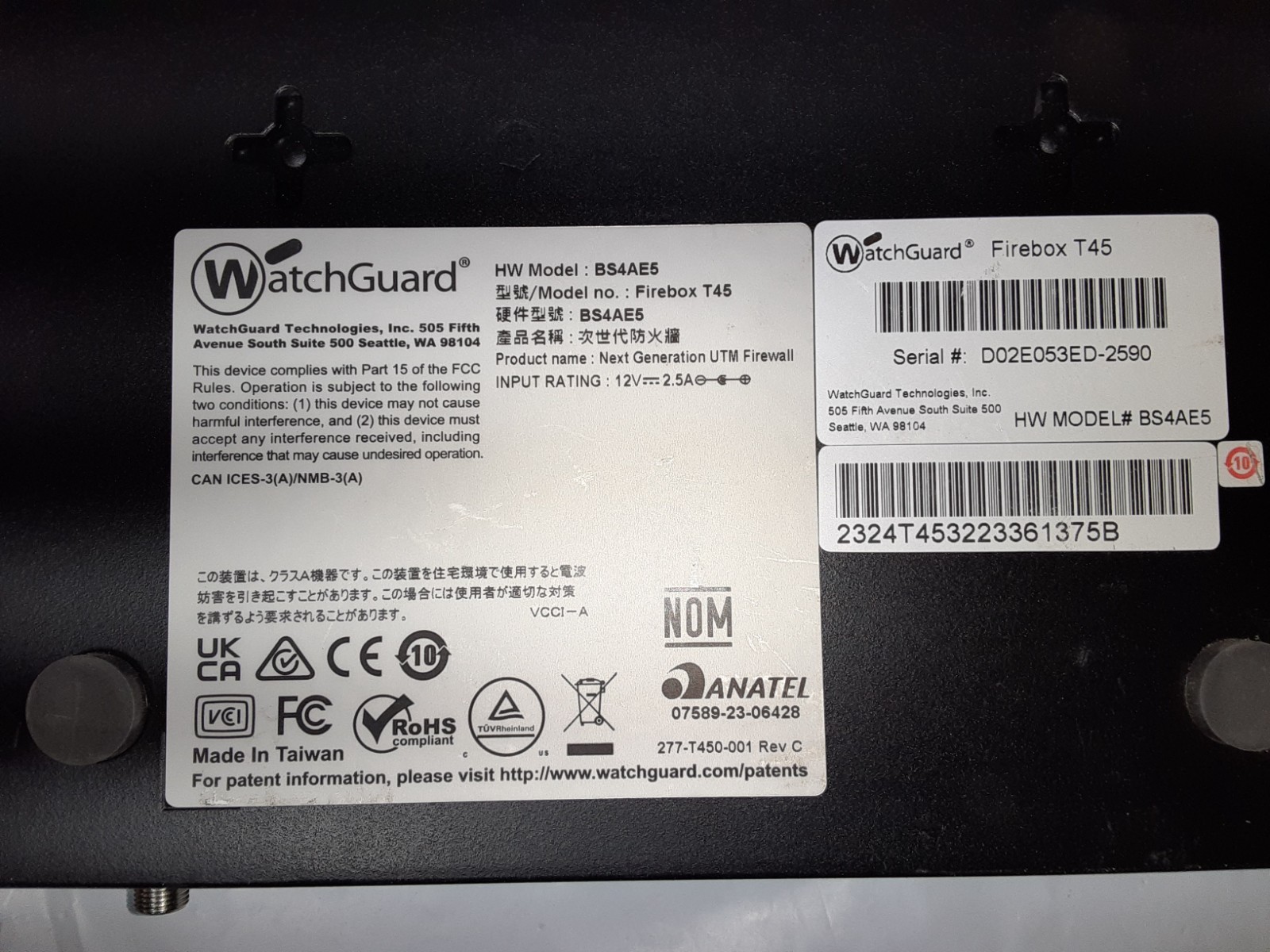 WatchGuard Firebox T45 Network Security Appliance UTM Firewall BS4AE5 - UNTESTED
