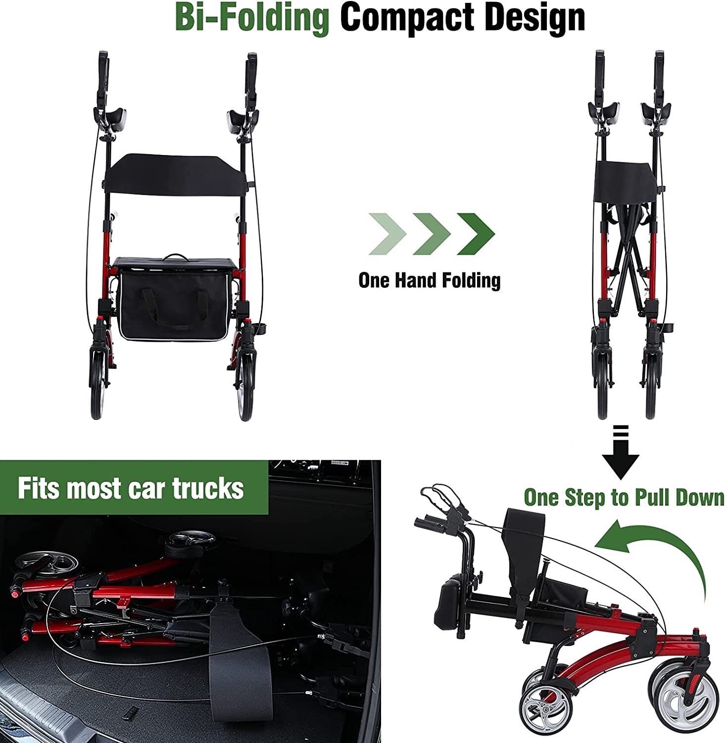 Healconnex Rollator Walker HCT-9291D - Black/Red