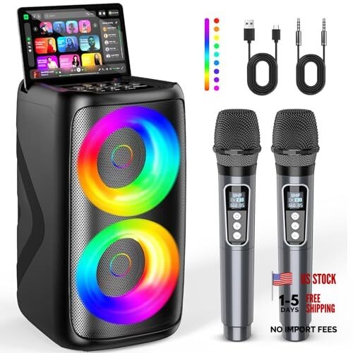 Karaoke Machine for Adults: Portable Bluetooth Speaker with 2 Wireless Karaoke