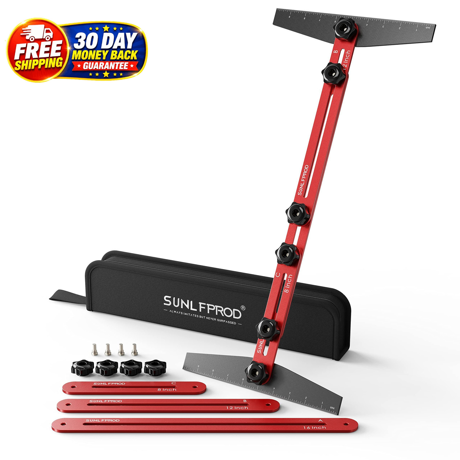 Stair Tread Template Tool - Solid Gauge, 60IN, Red-Gray