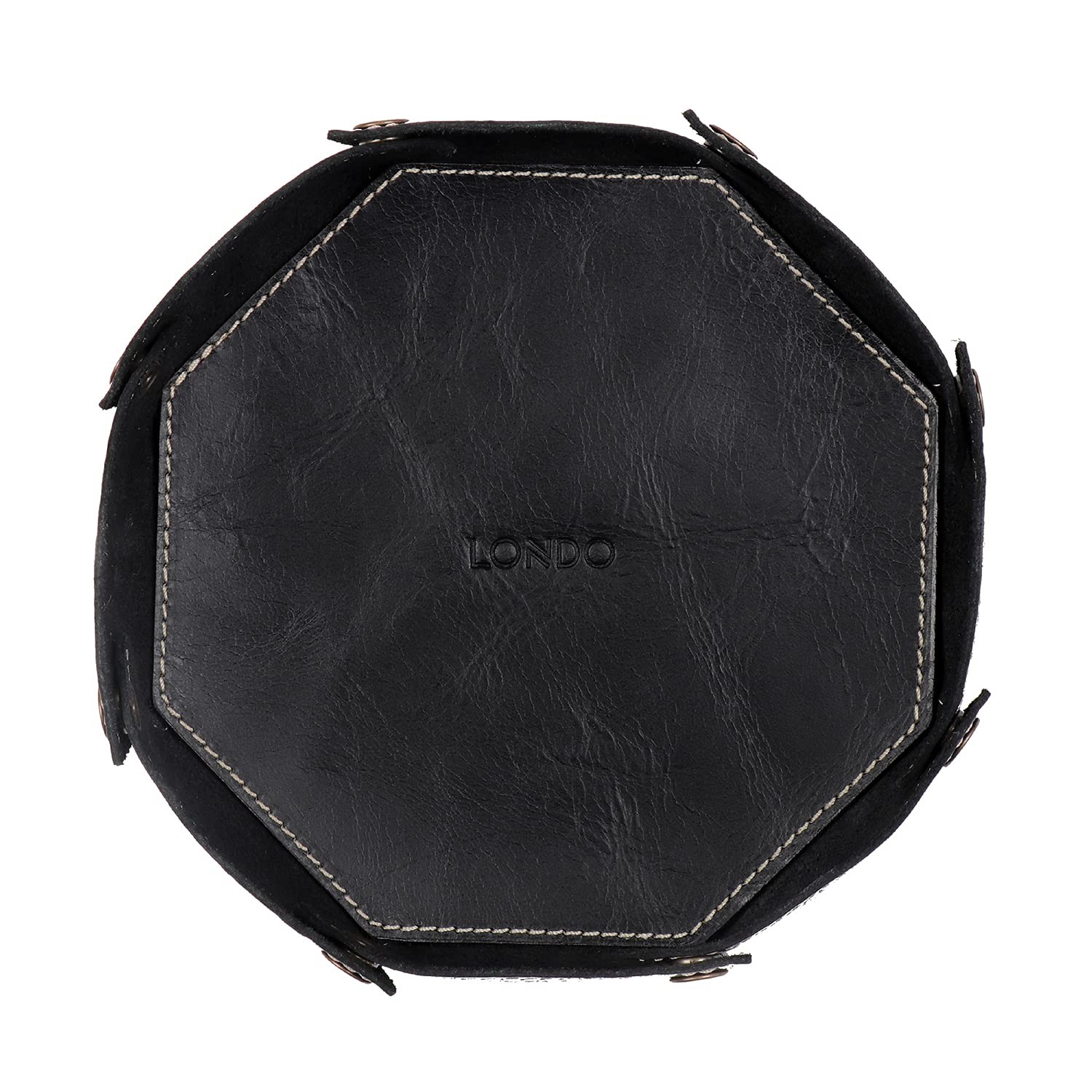 Genuine Leather Round Tray Organizer - Practical Storage Box for Wallets, Wat...